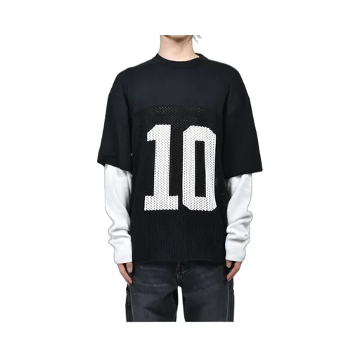 Layered Knit Mesh Jersey / Blk/Wht