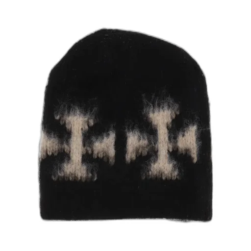 Brushed Cross Beanie / Blk/Ecru