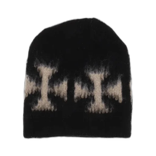 Brushed Cross Beanie / Blk/Ecru