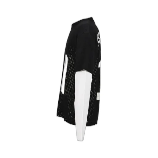 Layered Knit Mesh Jersey / Blk/Wht