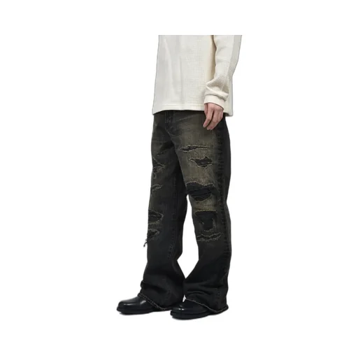 Boro Bootcut Wide Jeans / Black
