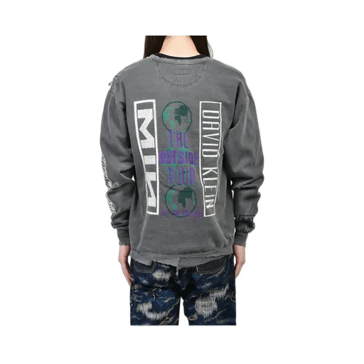Bootleg Diy Crew Sweat With Repaired / Aged Blk