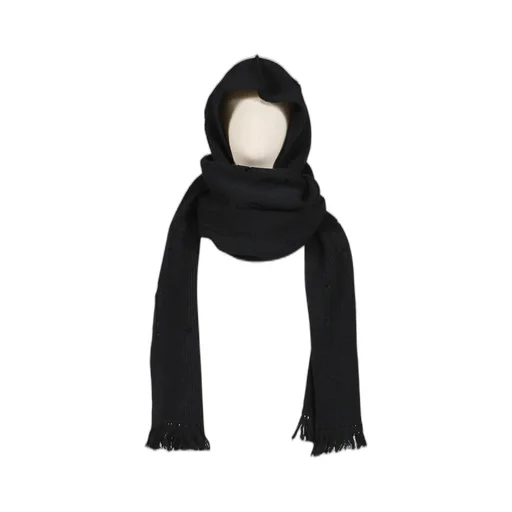Hooded Long Muffler With Damaged / Blk