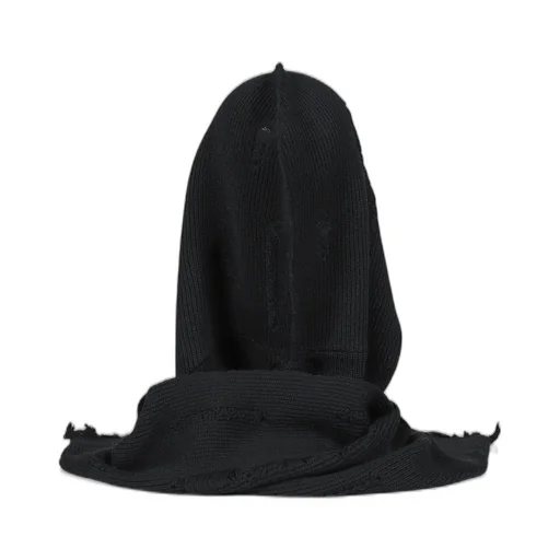 Hooded Long Muffler With Damaged / Blk