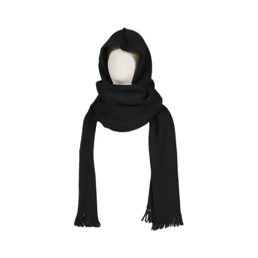 Hooded Long Muffler With Damaged / Blk