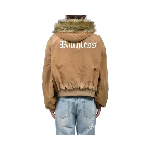 Detachable Fur Hoodied Work Jacket / Bei