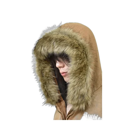 Detachable Fur Hoodied Work Jacket / Bei