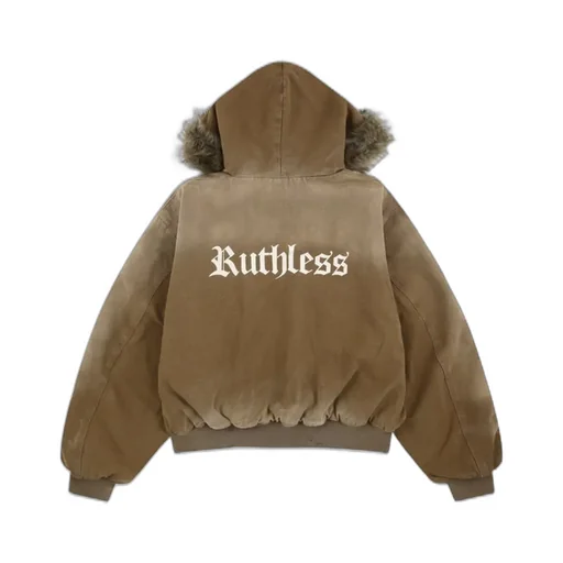 Detachable Fur Hoodied Work Jacket / Bei