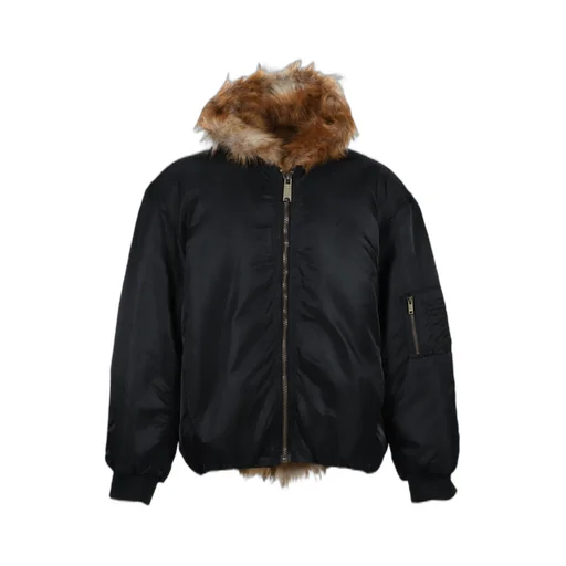 Fake Fur Reversible Hoodie Jacket / Blk