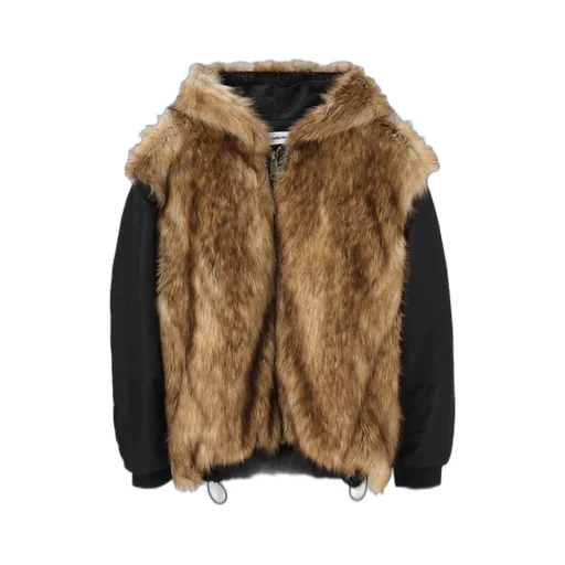 Fake Fur Reversible Hoodie Jacket / Blk