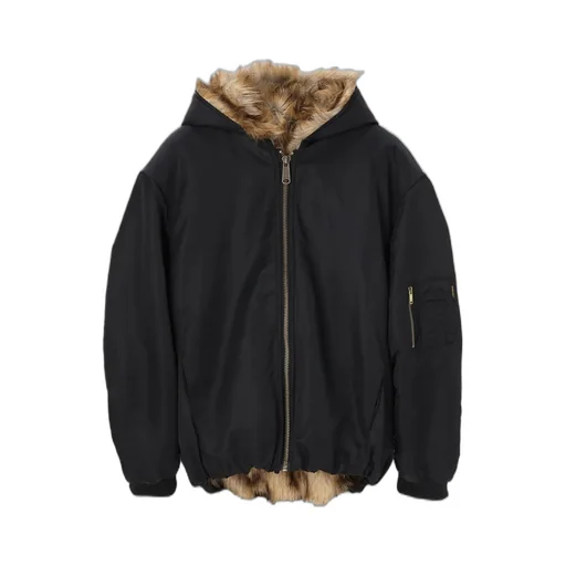 Fake Fur Reversible Hoodie Jacket / Blk
