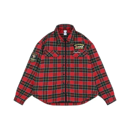 Fur Flannel Shirts Jacket / Red