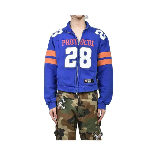 Football Jersey Track Jacket / Washed Blu