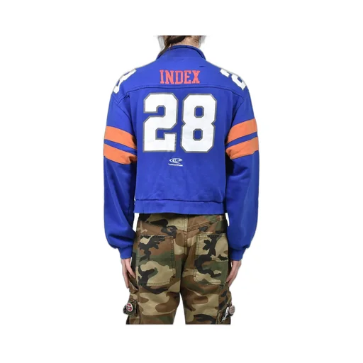 Football Jersey Track Jacket / Washed Blu