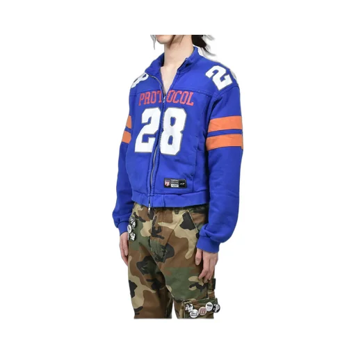 Football Jersey Track Jacket / Washed Blu
