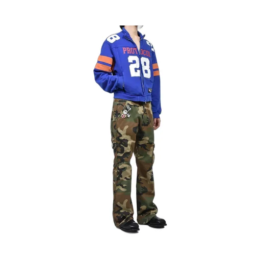Football Jersey Track Jacket / Washed Blu