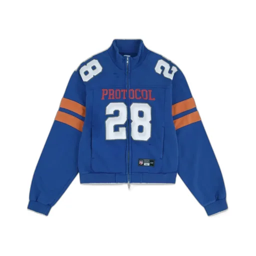 Football Jersey Track Jacket / Washed Blu