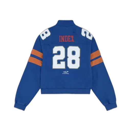 Football Jersey Track Jacket / Washed Blu