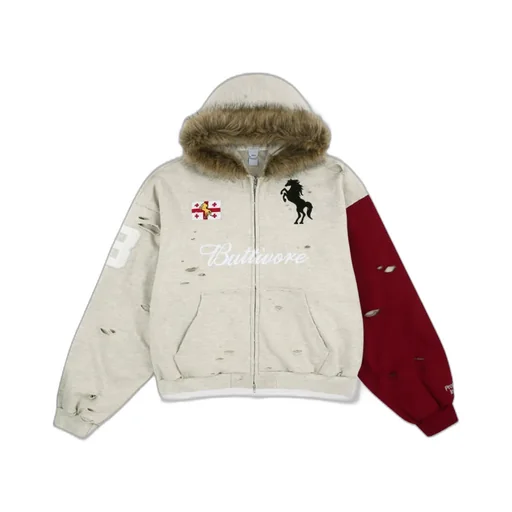 Buttivore Fur Lining Zip Hoodie / Oatmeal Melange