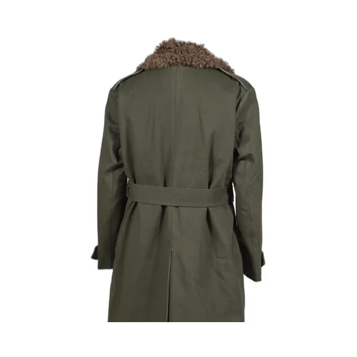 Twill/Canvas Fur Lining Long Coat / Dusty Sage
