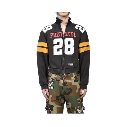 Football Jersey Track Jacket / Washed Blk