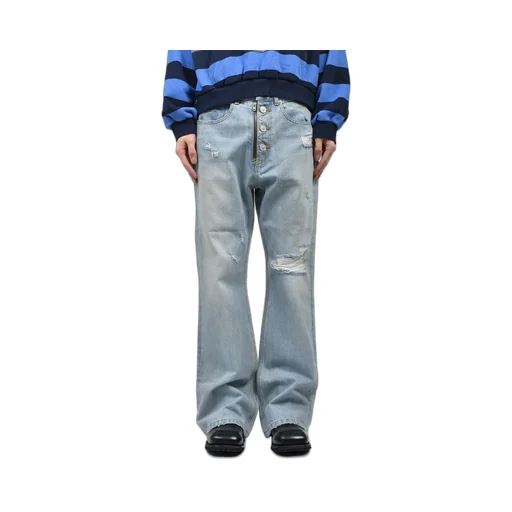 Double Closure Flared Denim / Blu