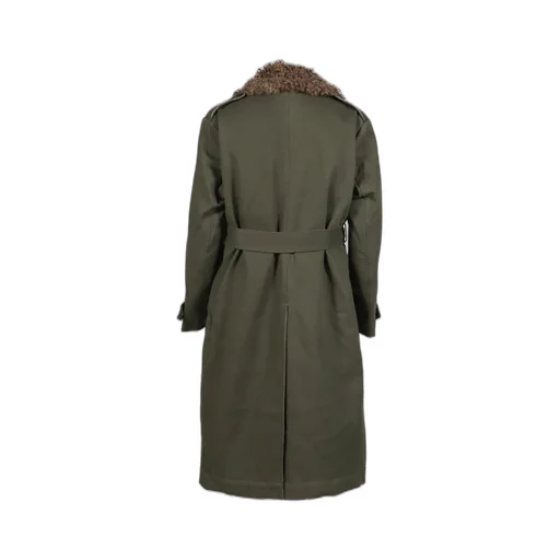 Twill/Canvas Fur Lining Long Coat / Dusty Sage