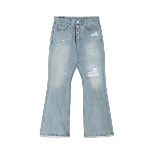 Double Closure Flared Denim / Blu