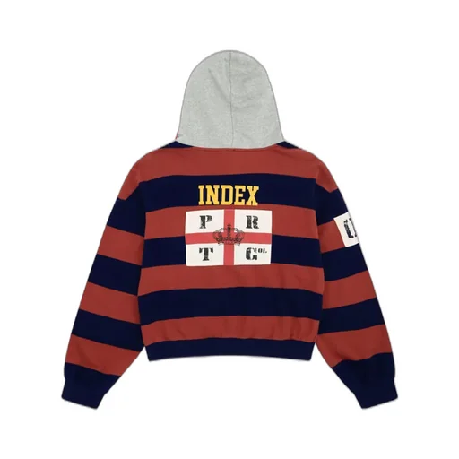 Stripe Polo Hoodie / Red