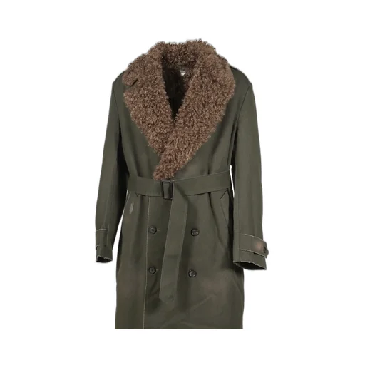 Twill/Canvas Fur Lining Long Coat / Dusty Sage