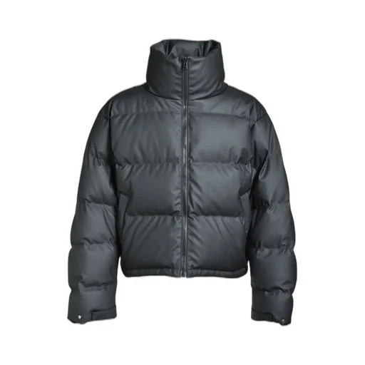Faux Leather Matte Down Jacket / Blk