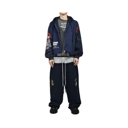 Upside Down Zip Hoodie / Nvy