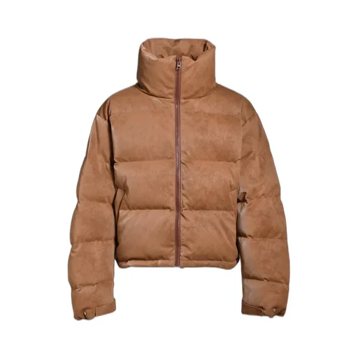 Faux Leather Shrink Down Jacket / Brw