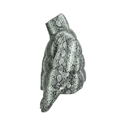 Faux Leather Snake Down Jacket / Gry Snake