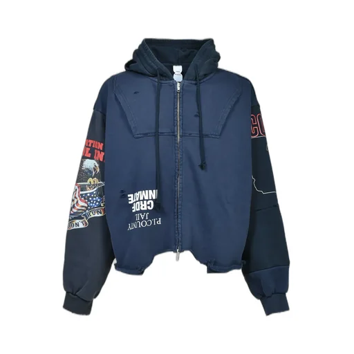 Upside Down Zip Hoodie / Nvy
