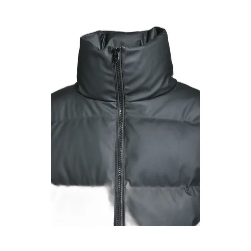 Faux Leather Matte Down Jacket / Blk