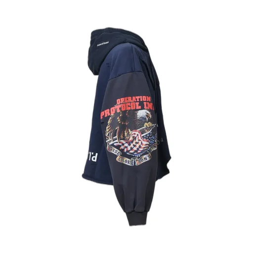 Upside Down Zip Hoodie / Nvy