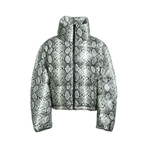 Faux Leather Snake Down Jacket / Gry Snake