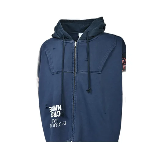 Upside Down Zip Hoodie / Nvy