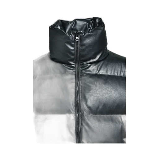Faux Leather Matte Crocodile Down Jacket / Blk