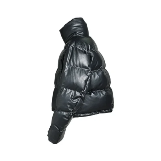 Faux Leather Matte Crocodile Down Jacket / Blk