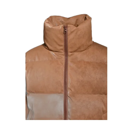 Faux Leather Shrink Down Jacket / Brw