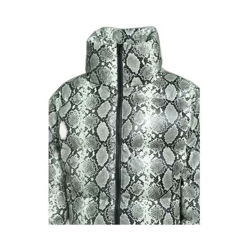 Faux Leather Snake Down Jacket / Gry Snake