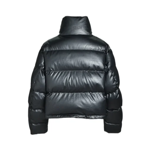Faux Leather Matte Crocodile Down Jacket / Blk