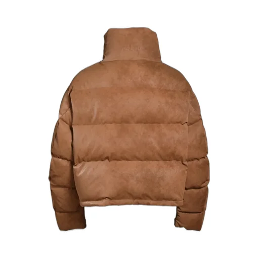 Faux Leather Shrink Down Jacket / Brw