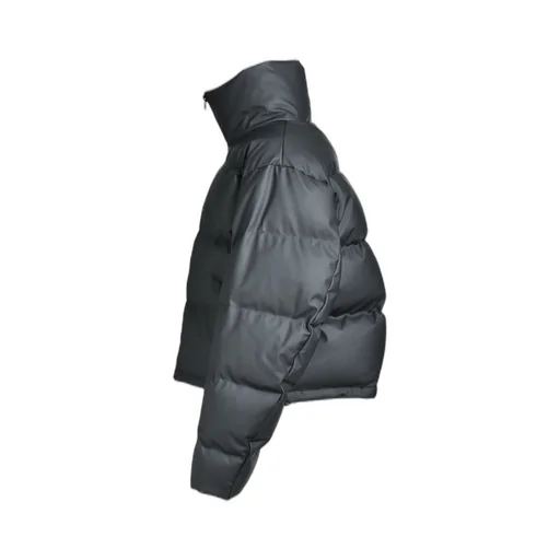 Faux Leather Matte Down Jacket / Blk