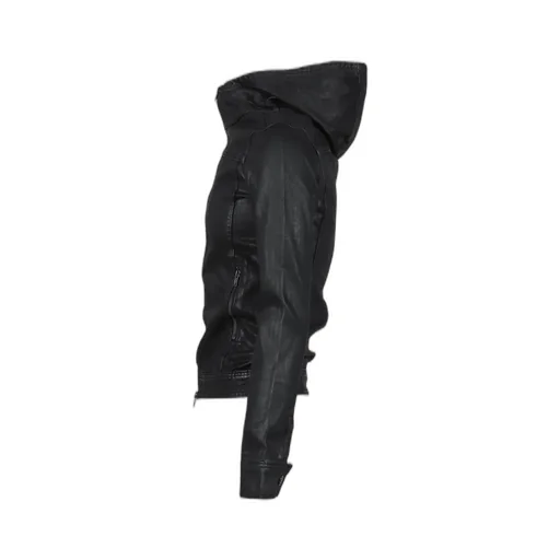 Coated Denim Hooded Jacket / Blk