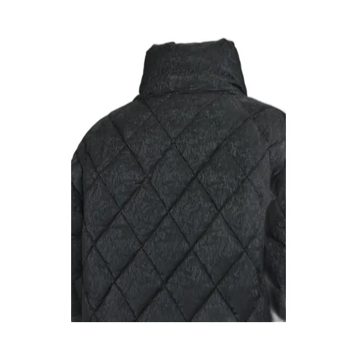Faux Leather Shiny Quilting Down Jacket / F.Blk