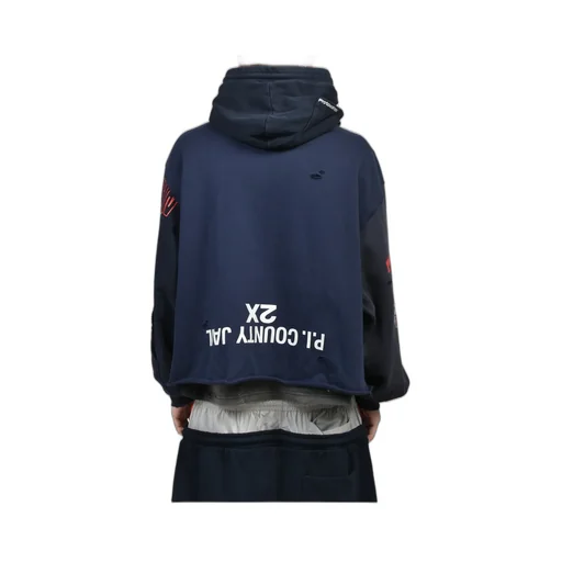 Upside Down Zip Hoodie / Nvy