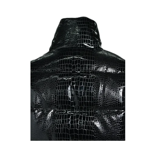 Faux Leather Crocodile Down Jacket / Blk